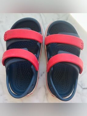CROCS Toddler Crocband Cruiser Sandals Navy Blue Varsity Red Size C8
